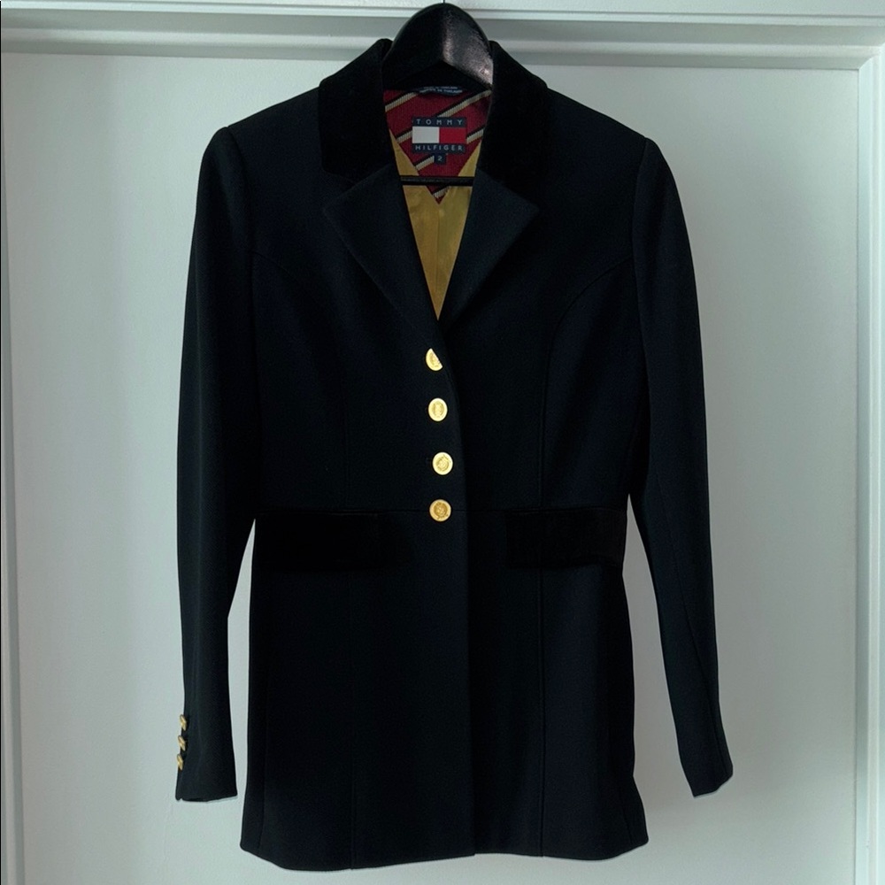 Tommy Hilfiger Black and Gold Velvet Blazer